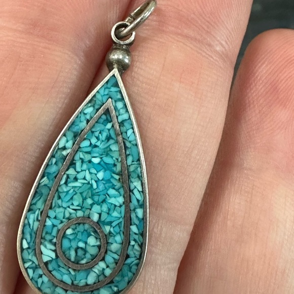 VINTAGE sterling silver teardrop pendant - Picture 4 of 7